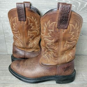 Red Wing Boots Mens Size 8 Brown Pecos Leather Embroidered Western Cowboy Work